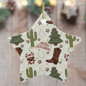 Een cowboy Vrolijk Kerstfeest Keramisch Ornament