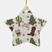 Een cowboy Vrolijk Kerstfeest Keramisch Ornament (Achterkant)