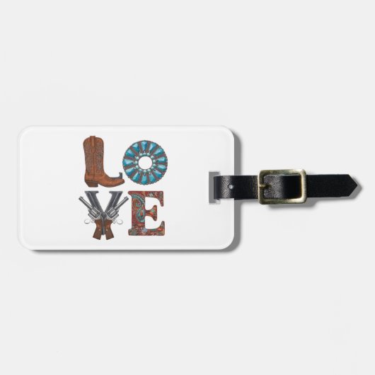 Een cowboylaars bagagelabel (Voorkant horizontaal)