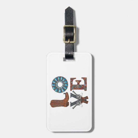 Een cowboylaars bagagelabel (Voorkant verticaal)