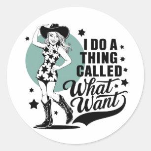 Een cowgirl die een sassy pose slaat ronde sticker