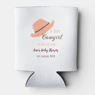 Een cowgirl meisje is op komst oranje babyshower blikjeskoeler