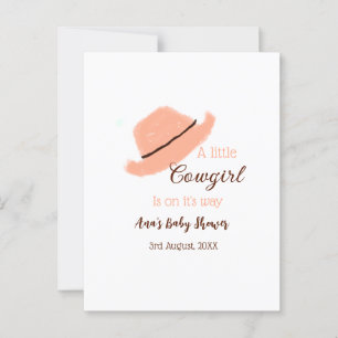 Een cowgirl meisje is op komst oranje babyshower briefkaart