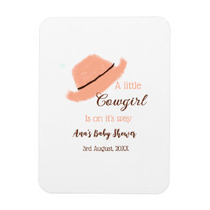 Een cowgirl meisje is op komst oranje babyshower magneet