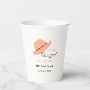Een cowgirl meisje is op komst oranje babyshower papieren bekers
