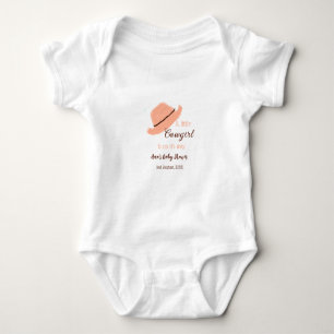 Een cowgirl meisje is op komst oranje babyshower romper