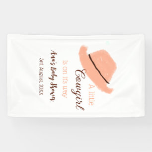 Een cowgirl meisje is op komst oranje babyshower spandoek
