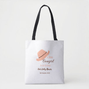 Een cowgirl meisje is op komst oranje babyshower tote bag