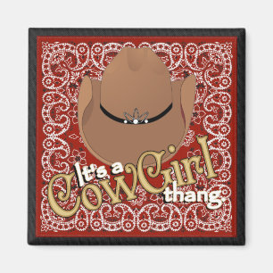 Een Cowgirl Thang Red Bandana Magnet