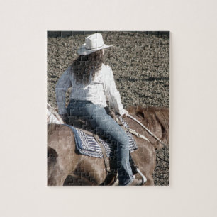 Een cowgirl van de rodeo legpuzzel