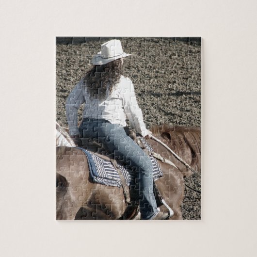 Een cowgirl van de rodeo legpuzzel (Verticaal)
