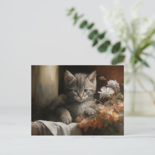 Een Cozy Corner Tabby Kitten Briefkaart (Staand voorkant)