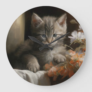 Een Cozy Corner Tabby Kitten Grote Klok