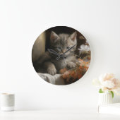 Een Cozy Corner Tabby Kitten Grote Klok (Huis)
