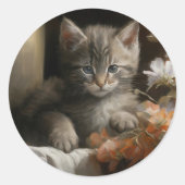 Een Cozy Corner Tabby Kitten Ronde Sticker (Voorkant)
