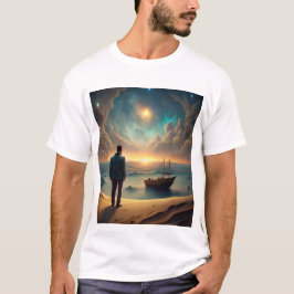 Een creatief T'shirt met het uitzicht van zee en z T-shirt