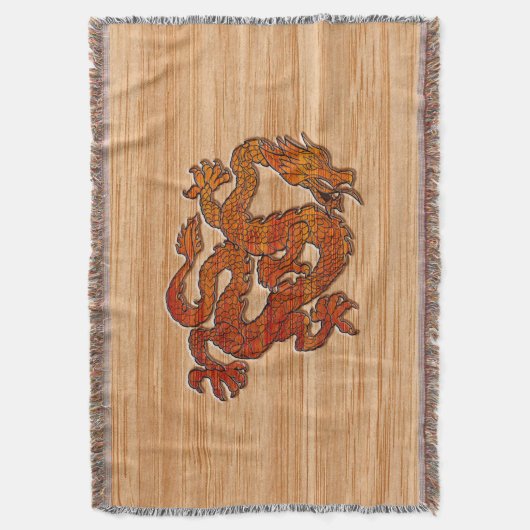 Een Crimson Dragon op Bamboo als Deken (Voorkant Verticaal)