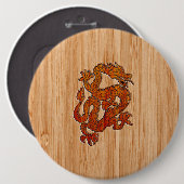 Een Crimson Dragon op Bamboo als Ronde Button 6,0 Cm (Voorkant /achterkant)