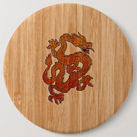 Een Crimson Dragon op Bamboo als Ronde Button 6,0 Cm (Voorkant)