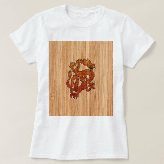 Een Crimson Dragon op Bamboo als T-shirt (Design voorkant)