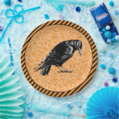 Een Crow of Raven Halloween Sinaasappel en zwart Papieren Bordje (Feest)
