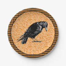 Een Crow of Raven Halloween Sinaasappel en zwart