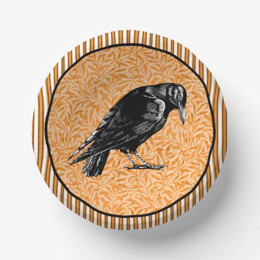 Een Crow of Raven Halloween Sinaasappel en zwart Papieren Kommen (Voorkant)
