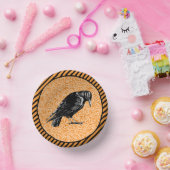 Een Crow of Raven Halloween Sinaasappel en zwart Papieren Kommen (Feest)