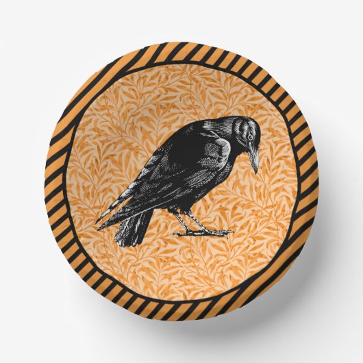 Een Crow of Raven Halloween Sinaasappel en zwart Papieren Kommen (Voorkant)