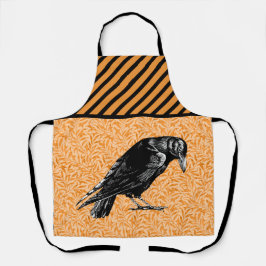Een Crow of Raven Halloween Sinaasappel en zwart Schort