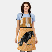 Een Crow of Raven Halloween Sinaasappel en zwart Schort (Gedragen)