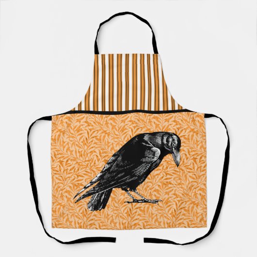 Een Crow of Raven Halloween Sinaasappel en zwart Schort (Voorkant)