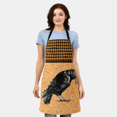 Een Crow of Raven Halloween Sinaasappel en zwart Schort (Gedragen)