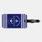 Een cruise Navy Blue Nautical Anchor Luggag Bagagelabel (Achterkant horizontaal)