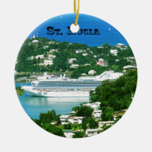Een cruiseschip aangelegd op Saint Lucia Keramisch Ornament