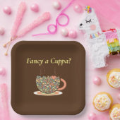 Een Cuppa fancy? Thee, dat is. Papieren Bordje (Feest)