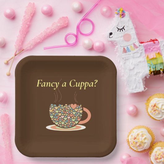 Een Cuppa fancy? Thee, dat is. Papieren Bordje (Feest)