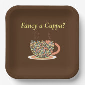 Een Cuppa fancy? Thee, dat is. Papieren Bordje (Voorkant)