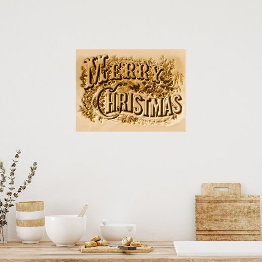 Een Currier en Ives Merry Kerstmis Poster (Keuken)