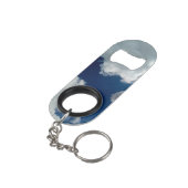 Een curve in de wolken mini flessenopener (Achterkant Gekanteld)