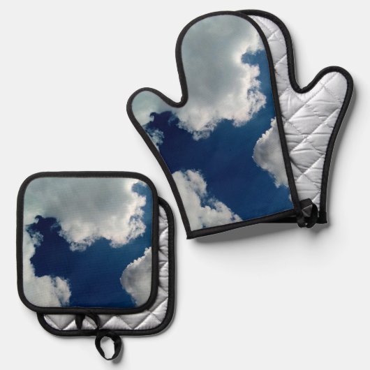 Een curve in de wolken ovenwant & pannenlap set (Voorkant / Achterkant)