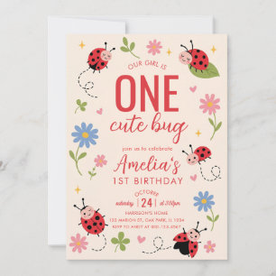 EEN Cute Bug Lieveheersbeestje 1e Verjaardagsfeest Kaart