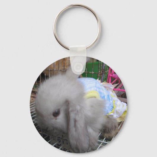 Een Cute Bunny Rabbit in een dress Sleutelhanger (Voorkant)