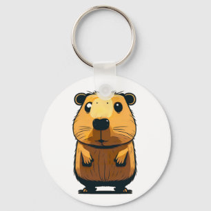 Een Cute Capybara staat op en staat vooraan Sleutelhanger