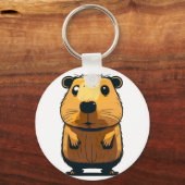 Een Cute Capybara staat op en staat vooraan Sleutelhanger (Achterkant)