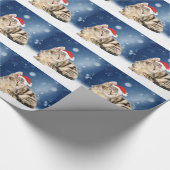 Een Cute Cat met een rode kerstkerstkleed Cadeaupapier (Hoek)