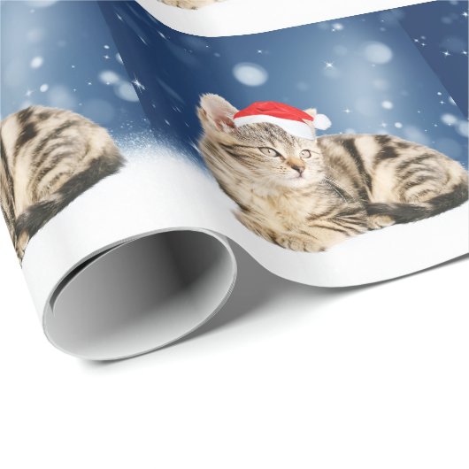 Een Cute Cat met een rode kerstkerstkleed Cadeaupapier (Rol Hoek)