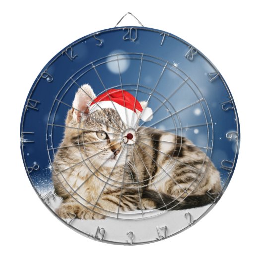 Een Cute Cat met een rode kerstkerstkleed Dartbord (Voorkant)