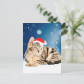 Een Cute Cat met een rode kerstkerstkleed Feestdagenkaart (Staand voorkant)
