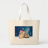 Een Cute Cat met een rode kerstkerstkleed Grote Tote Bag (Voorkant)